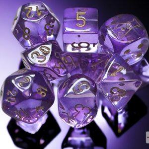 Translucent Lavender/gold 7-Die Set - DiceEmporium.com