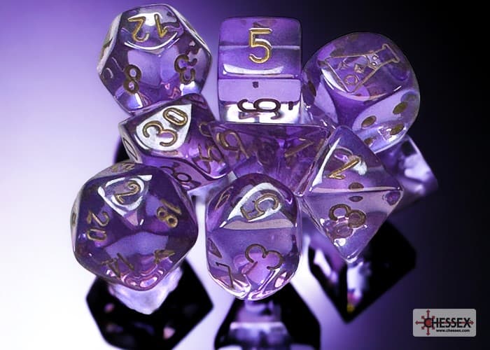 Translucent Lavender/gold 7-Die Set - DiceEmporium.com