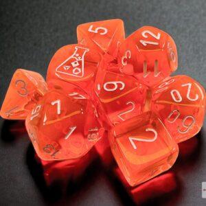 Translucent Neon Orange/white 7-Die Set - DiceEmporium.com