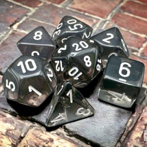 Translucent Smoke/white Polyhedral 7-Dice Set - dice emporium