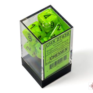Chessex Vortex Bright Green Black 7 Dice Set In Packaging.