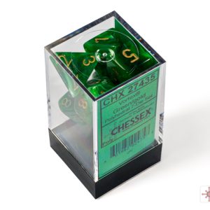 Chessex Vortex Green Gold 7 Dice Set In Packaging.