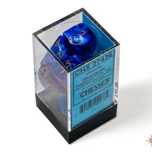 Chessex Vortex Blue Gold 7 Dice Set In Packaging.