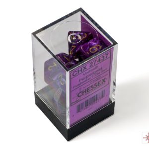 Chessex Vortex Purple Gold 7 Dice Set In Packaging.