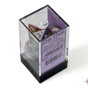 Chessex Festive Carousel White 7 Dice Set In Packaging