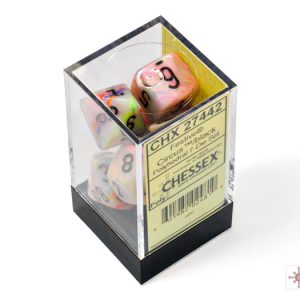 Chessex Festive Circus Black 7 Dice Set In Packaging