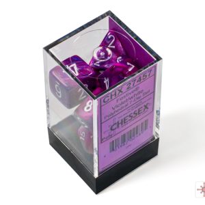 Chessex Festive Violet White 7 Dice Set In Packaging