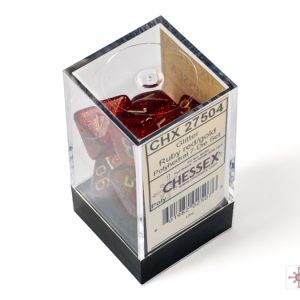 Chessex Glitter Ruby Gold 7 Dice Set In Packaging.