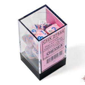 Chessex Festive Pop Art Blue 7 Dice Set In Packaging