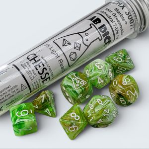 Chessex Lab Marble Sour Green/white 7-die set