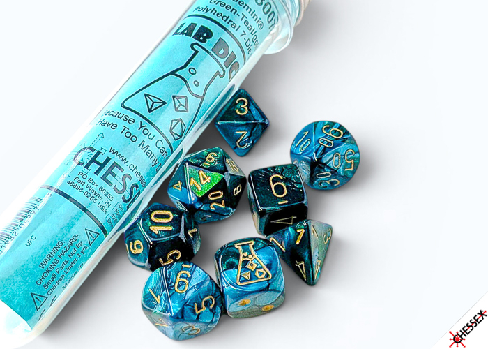 Chessex Lab Gemini Green-Teal/gold 7-die set
