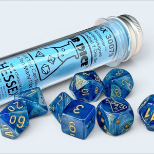 Chessex Lab Shimmer Aqueous/gold 7-die set