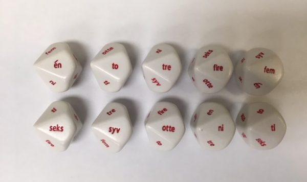 10 Sided Danish Word Numbers Die 1-10 - DiceEmporium.com