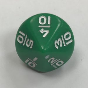 d10 10 Sided Fractions Green White Dice - DiceEmporium.com