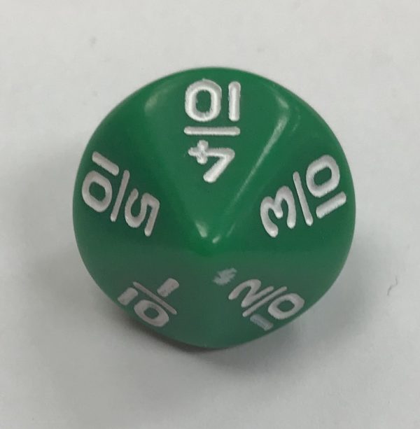 d10 10 Sided Fractions Green White Dice - DiceEmporium.com