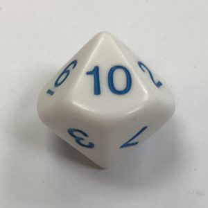 10 Sided White Blue Number Dice - DiceEmporium.com