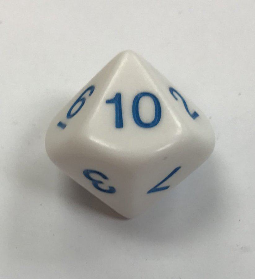10 Sided White Blue Number Dice - DiceEmporium.com