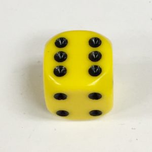 12mm D6 Yellow Dice with Black Pips