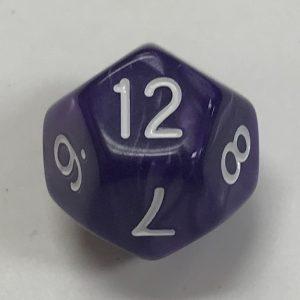 12 Sided Pearl Purple White d12 HD Dice - DiceEmporium.com