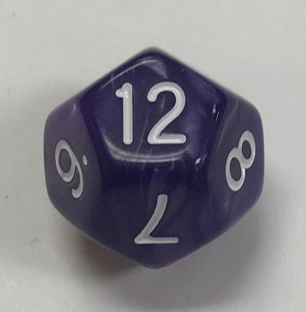 12 Sided Pearl Purple White d12 HD Dice - DiceEmporium.com