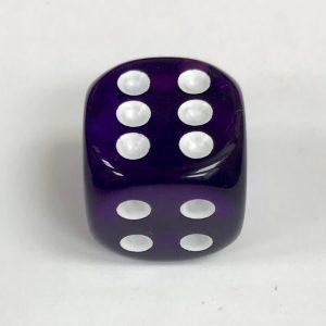 16mm Transparent Purple w/ White Pips Dice - DiceEmporium.com