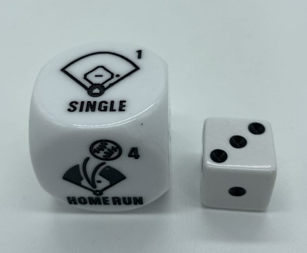 Baseball Dice shown with 16mm die - The Dice Emporium