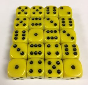 16mm Yellow Round Corner Dice Set