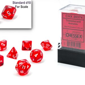 Translucent Mini-Polyhedral Red/white 7-Die Set - DiceEmporium.com