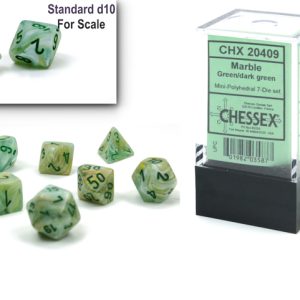 Marble Mini-Polyhedral Green/dark green 7-Die Set - DiceEmporium.com