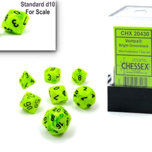 Vortex Mini-Polyhedral Bright Green/black 7-Die Set - DiceEmporium.com