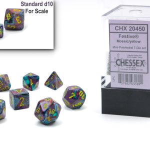 Festive Mini-Polyhedral Mosaic/yellow 7-Die Set - DiceEmporium.com