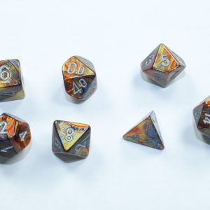 Lustrous Mini-Polyhedral Gold/silver 7-Die Set - DiceEmporium.com