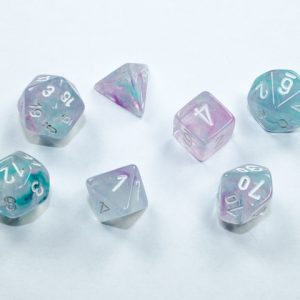 Nebula Mini-Polyhedral Wisteria/white 7-Die Set - DiceEmporium.com
