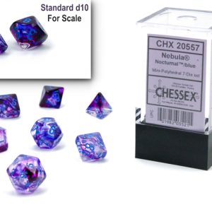 Nebula Mini-Polyhedral Nocturnal/blue luminary 7-Die Set - DiceEmporium.com