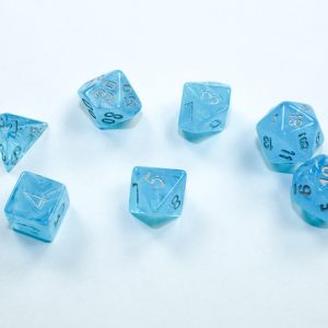 Luminary Mini-Polyhedral Sky/silver 7-Die Set - DiceEmporium.com