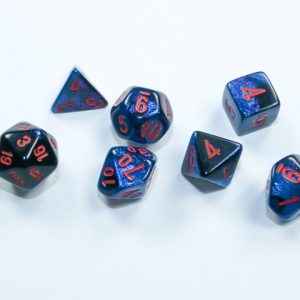 Gemini Mini-Polyhedral Black-Starlight/red 7-Die Set - DiceEmporium.com