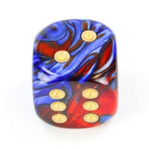 20mm Gemini Blue Red Gold - DiceEmporium.com