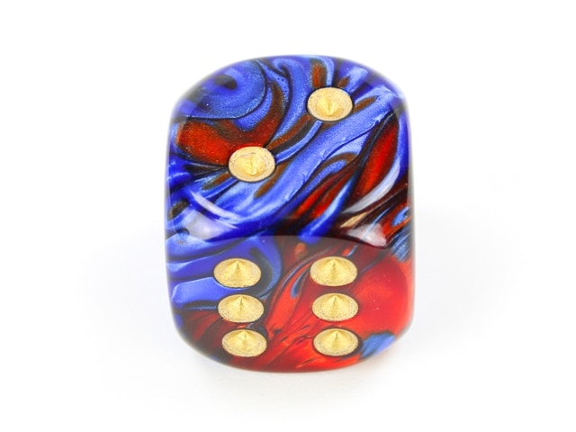 20mm Gemini Blue Red Gold - DiceEmporium.com