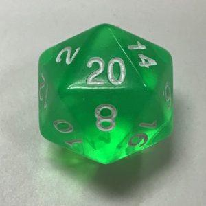 d20 20 Sided HD Clear Green White Dice - DiceEmporium.com