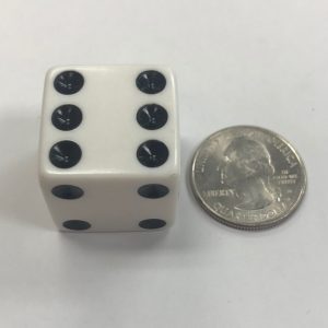 d6 25mm White Black Dice - DiceEmporium.com