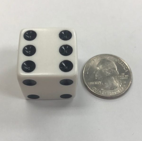 d6 25mm White Black Dice - DiceEmporium.com
