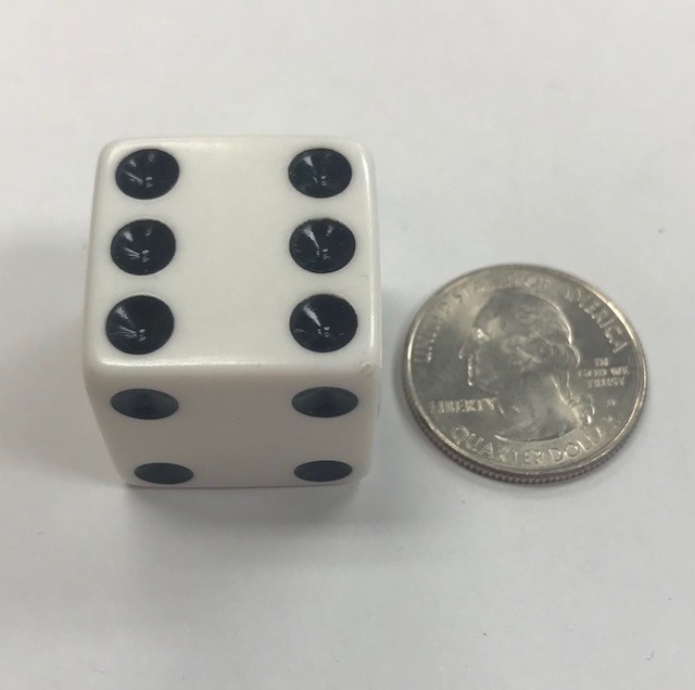 d6 25mm White Black Dice - DiceEmporium.com