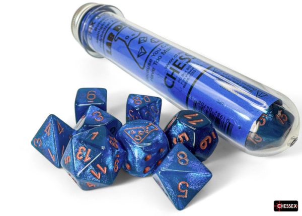 Borealis Midnight/copper 7-die set - Dice Emporium