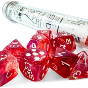 Borealis Passion/white Luminary 7-die set - Dice Emporium