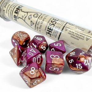 Gemini Copper-Purple/white 7-die set - Dice Emporium