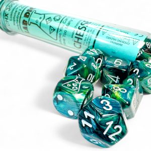 Lustrous Neptune/grey 7-die set - Dice Emporium