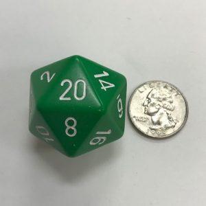 34mm Green White Opaque Dice - DiceEmporium.com