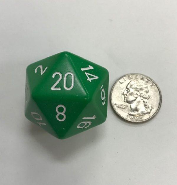 34mm Green White Opaque Dice - DiceEmporium.com