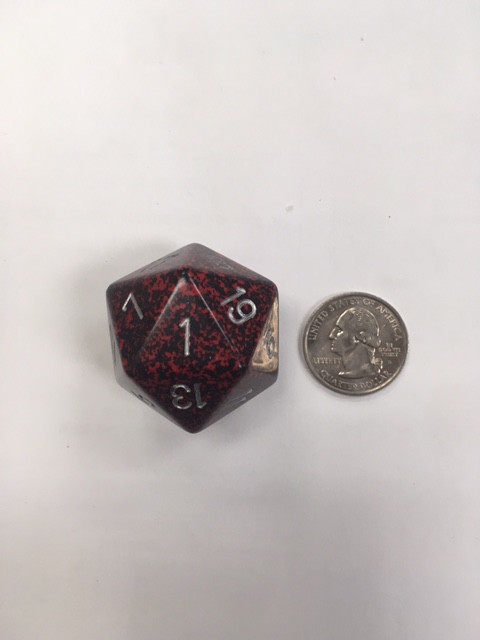 34mm 20 Sided Silver Volcano Speckled Dice