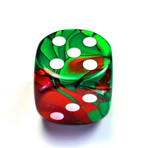 50mm Gemini Green Red White - DiceEmporium.com